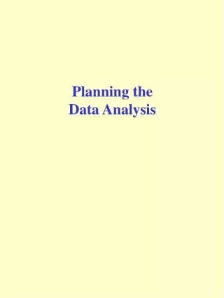 Planning the Data Analysis