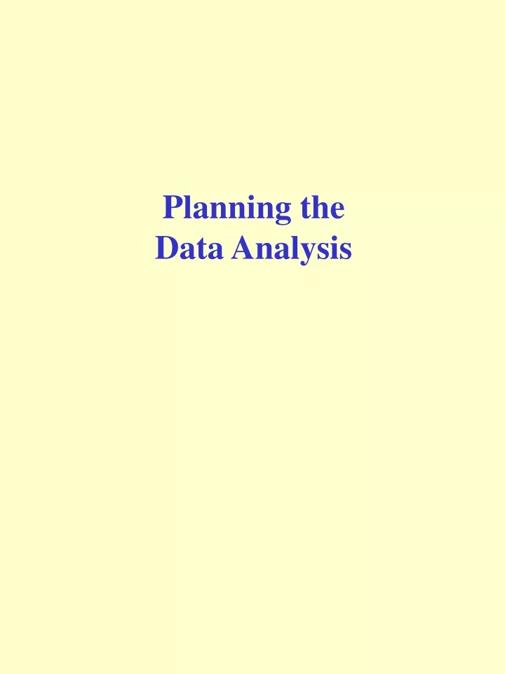 planning the data analysis