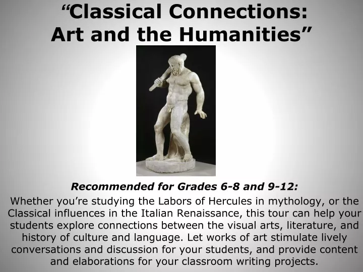classical connections art and the humanities