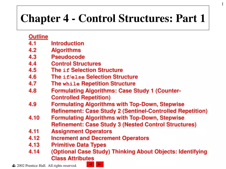 chapter 4 control structures part 1