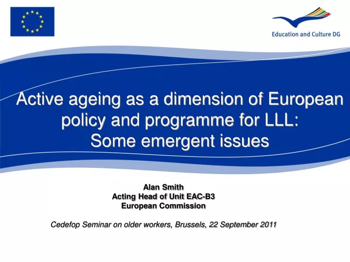 active ageing as a dimension of european policy