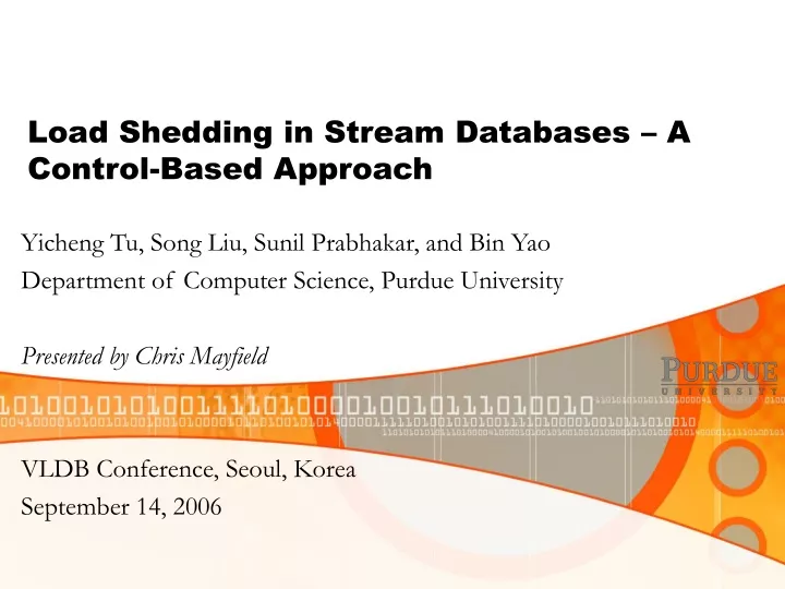 load shedding in stream databases a control based approach