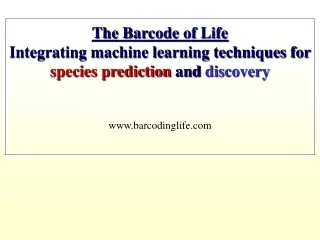 Welcome to the Meeting Barcode of Life --