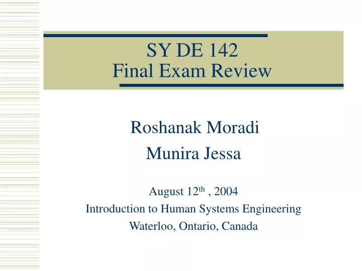 sy de 142 final exam review