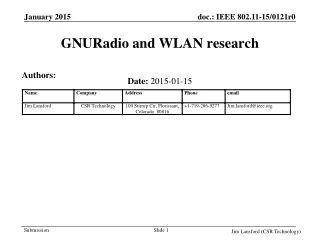 GNURadio and WLAN research