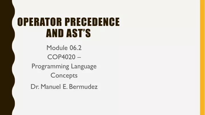 operator precedence and ast s