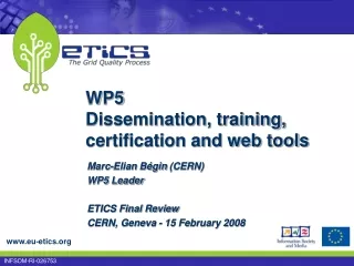 WP5 Dissemination, training, certification and web tools