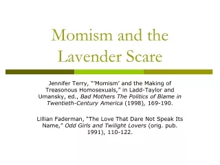 Momism and the Lavender Scare