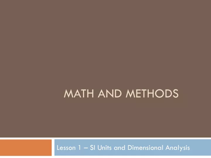 math and methods