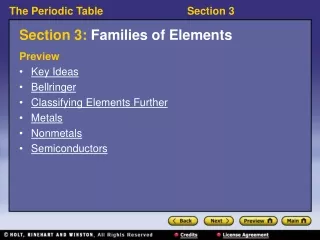 Section 3:  Families of Elements