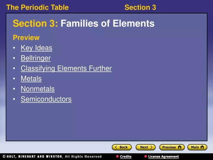 section 3 families of elements