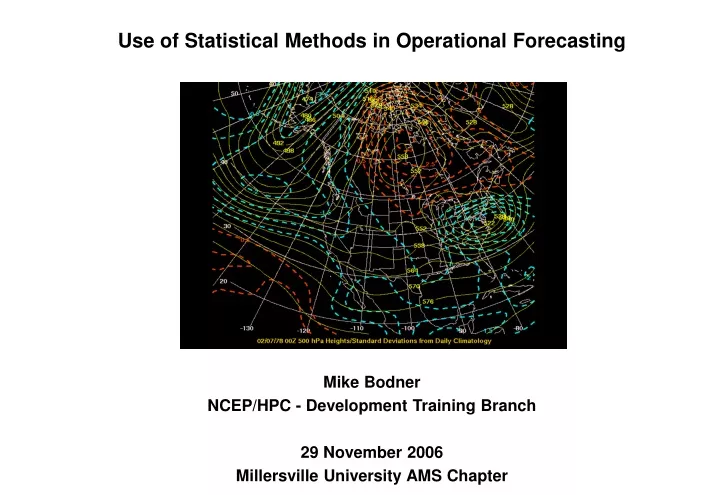 use of statistical methods in operational forecasting