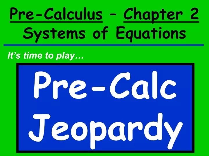 pre calculus chapter 2