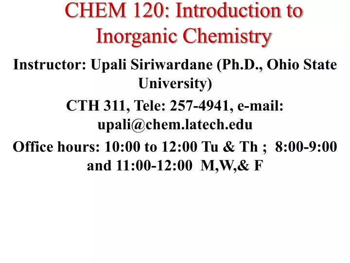 chem 120 introduction to inorganic chemistry