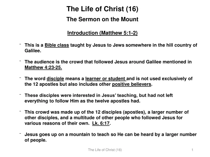 the life of christ 16