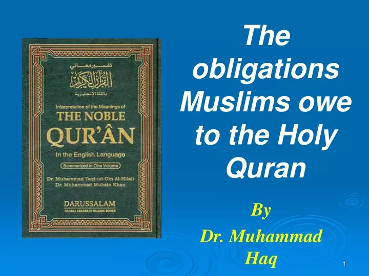 the obligations muslims owe to the holy quran