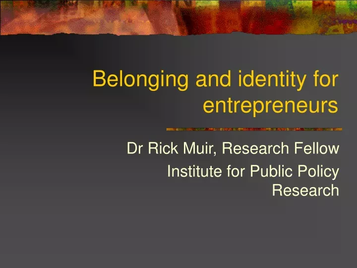 belonging and identity for entrepreneurs