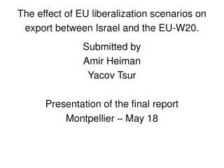 The effect of EU liberalization scenarios on export between Israel and the EU-W20.