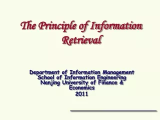 The Principle of Information Retrieval