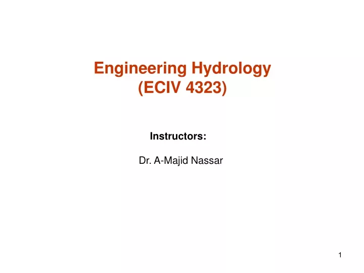 engineering hydrology eciv 4323