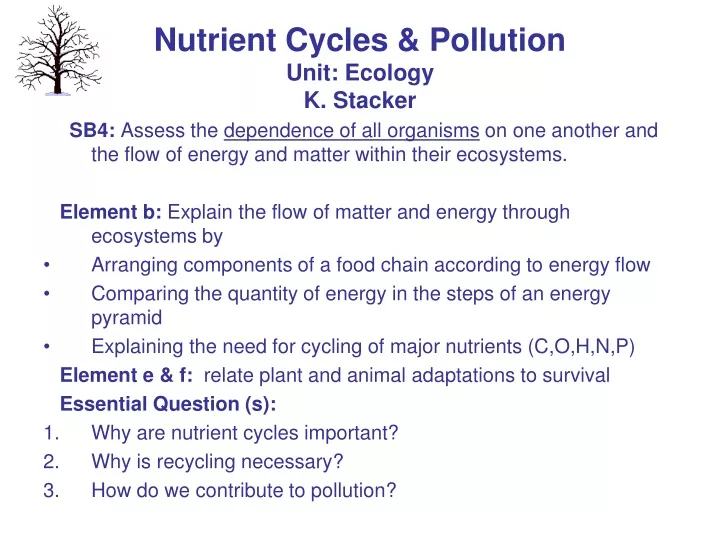 nutrient cycles pollution unit ecology k stacker