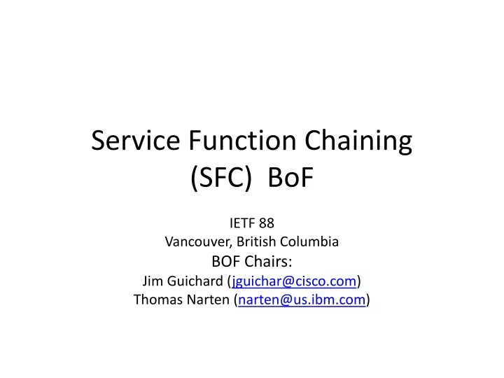 service function chaining sfc bof
