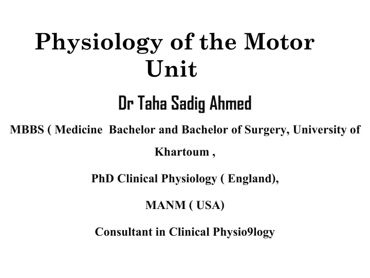 physiology of the motor unit
