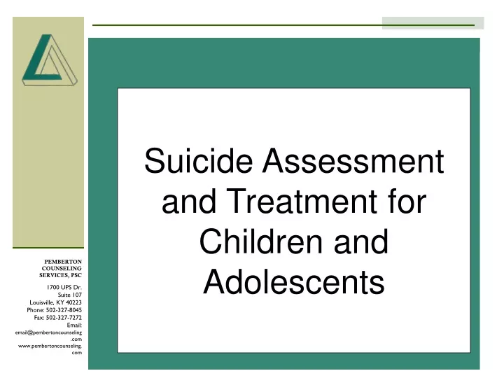suicide assessment and treatment for children and adolescents