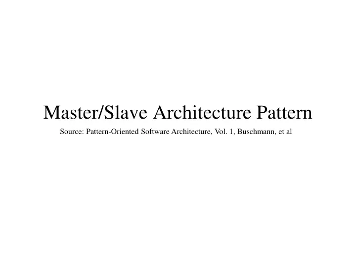 master slave architecture pattern