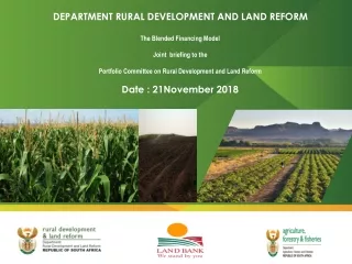 DEPARTMENT RURAL DEVELOPMENT AND LAND REFORM The Blended Financing Model  Joint  briefing to the