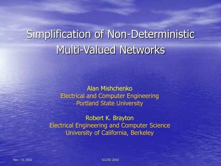simplification of non deterministic multi valued networks