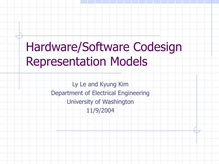 hardware software codesign representation models