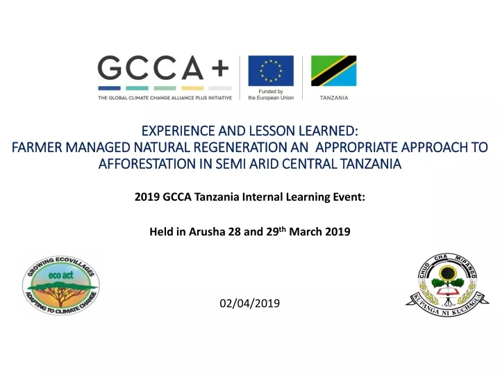 2019 gcca tanzania internal learning event held in arusha 28 and 29 th march 2019 02 04 2019