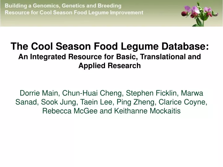 the cool season food legume database