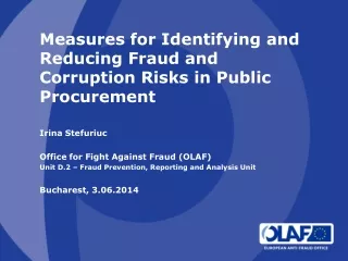 Measures for Identifying and Reducing Fraud and Corruption Risks in Public Procurement