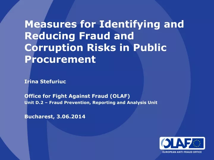 measures for identifying and reducing fraud and corruption risks in public procurement