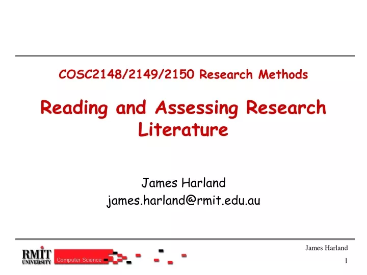 cosc2148 2149 2150 research methods reading and assessing research literature