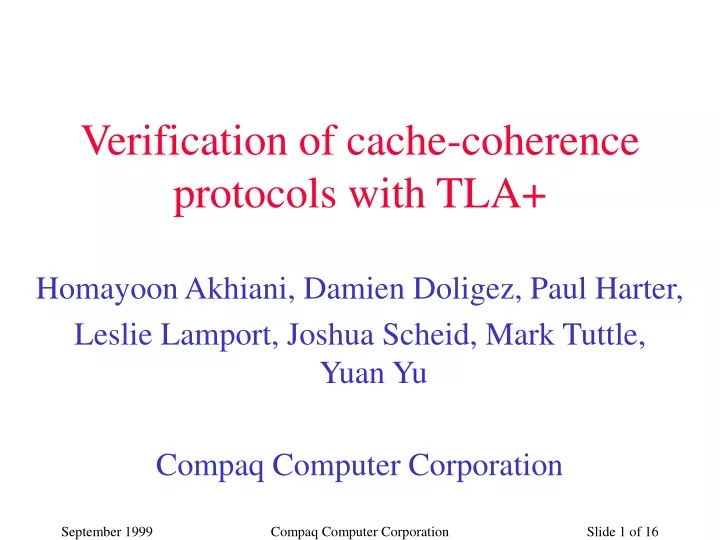 verification of cache coherence protocols with tla