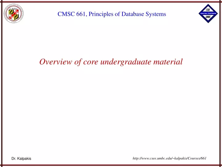 overview of core undergraduate material