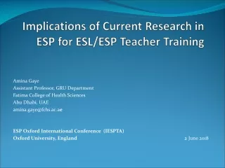 Implications of Current Research in ESP for ESL/ESP Teacher Training
