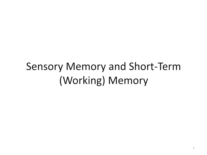 sensory memory and short term working memory