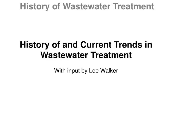 history of wastewater treatment