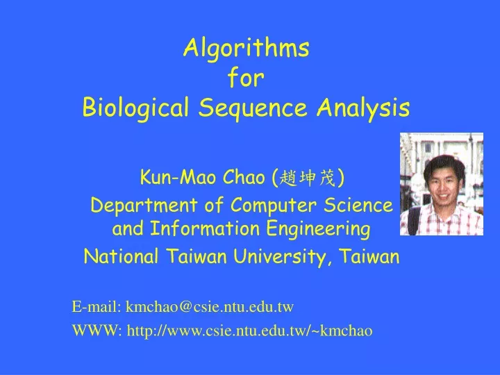 algorithms for biological sequence analysis