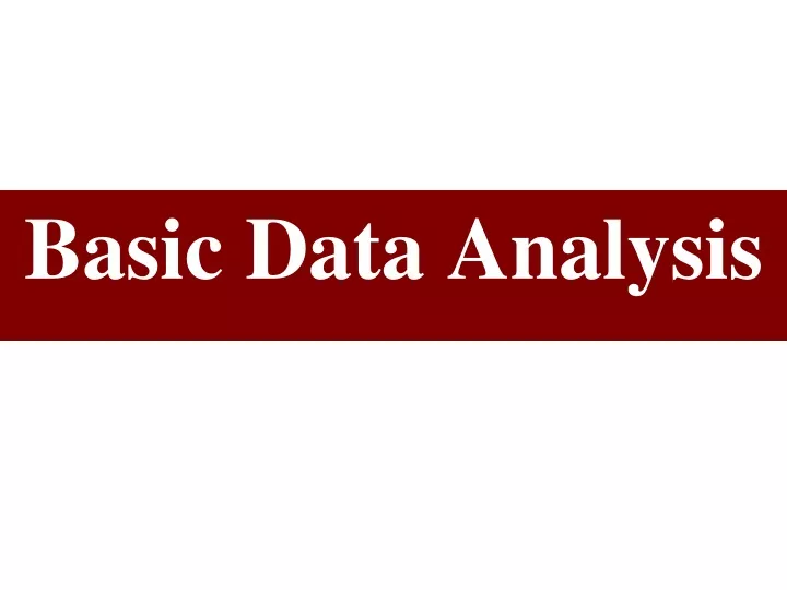 basic data analysis