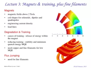 Lecture 3: Magnets  &amp;  training, plus fine filaments