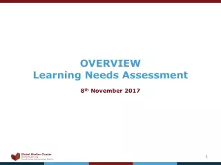 OVERVIEW Learning Needs Assessment 8 th  November 2017