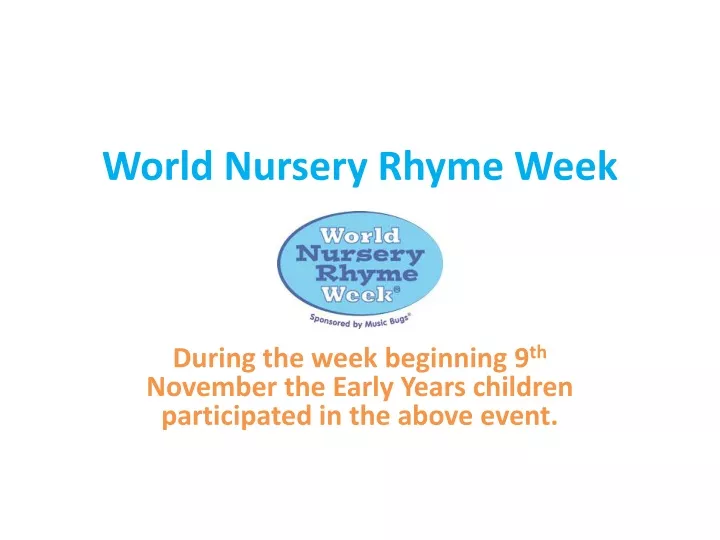 world nursery rhyme week