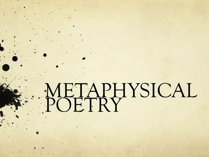 metaphysical poetry