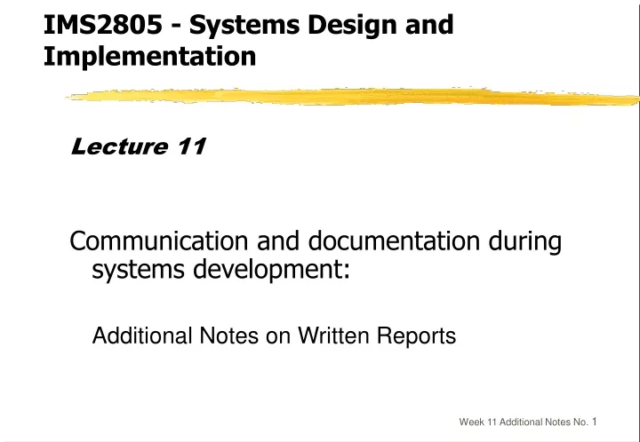 ims2805 systems design and implementation