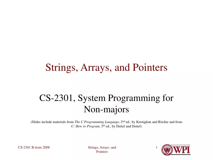 strings arrays and pointers